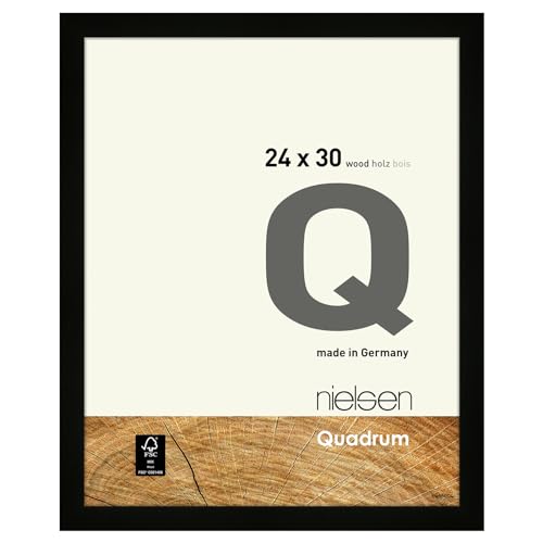 nielsen Bilderrahmen, 24 x 30 cm, Holz, Schwarz, Rahmen zum Aufhängen im Hoch- & Querformat, Echtglas, Quadrum von nielsen