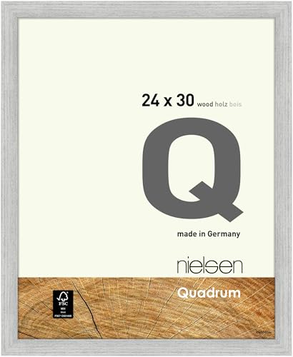 nielsen Bilderrahmen, 24 x 30 cm, Holz, Silber, Rahmen zum Aufhängen im Hoch- & Querformat, Echtglas, Quadrum von nielsen