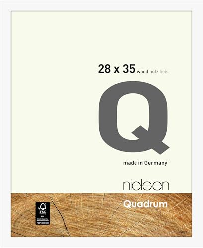 nielsen Bilderrahmen, 28 x 35 cm, Holz, Reinweiß, Rahmen zum Aufhängen im Hoch- & Querformat, Echtglas, Quadrum von nielsen