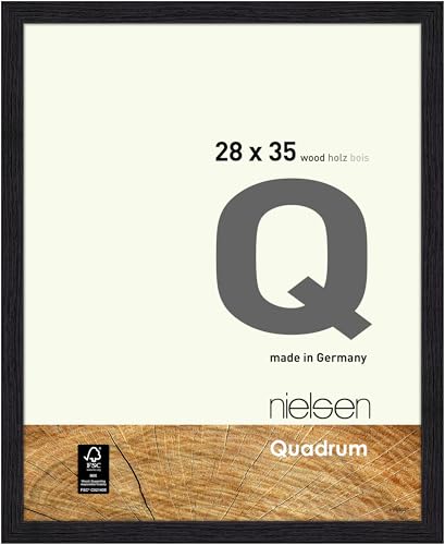 nielsen Bilderrahmen, 28 x 35 cm, Holz, Schwarz, Rahmen zum Aufhängen im Hoch- & Querformat, Echtglas, Quadrum von nielsen