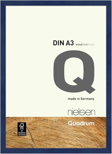 nielsen Bilderrahmen, 29,7 x 42 cm (A3), Holz, Blau, Posterrahmen zum Aufhängen im Hoch- & Querformat, Echtglas, Quadrum von nielsen