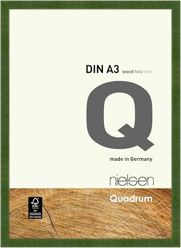 nielsen Bilderrahmen, 29,7 x 42 cm (A3), Holz, Grün, Posterrahmen zum Aufhängen im Hoch- & Querformat, Echtglas, Quadrum von nielsen