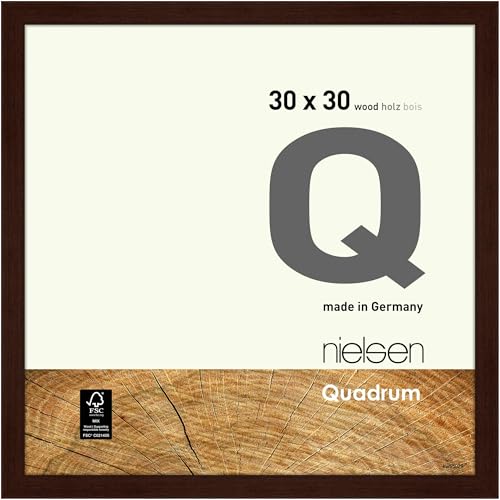 nielsen Bilderrahmen, 30 x 30 cm, Holz, Wengé, Rahmen zum Aufhängen im Hoch- & Querformat, Echtglas, Quadrum von nielsen