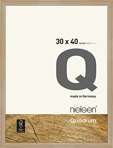 nielsen Bilderrahmen, 30 x 40 cm, Holz, Eiche Natur, Fotorahmen zum Aufhängen im Hoch- & Querformat, Echtglas, Quadrum von nielsen