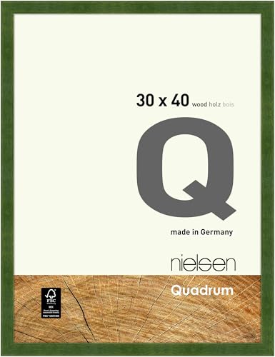 nielsen Bilderrahmen, 30 x 40 cm, Holz, Grün, Fotorahmen zum Aufhängen im Hoch- & Querformat, Echtglas, Quadrum von nielsen