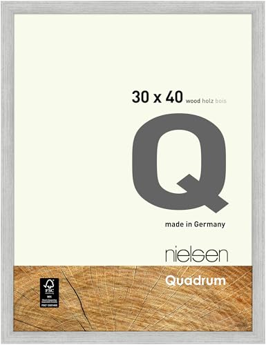 nielsen Bilderrahmen, 30 x 40 cm, Holz, Silber, Fotorahmen zum Aufhängen im Hoch- & Querformat, Echtglas, Quadrum von nielsen