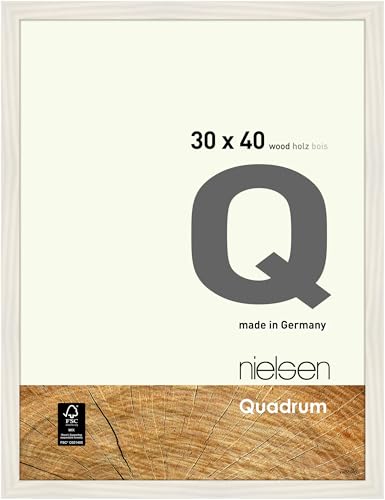 nielsen Bilderrahmen, 30 x 40 cm, Holz, Weiß, Fotorahmen zum Aufhängen im Hoch- & Querformat, Echtglas, Quadrum von nielsen