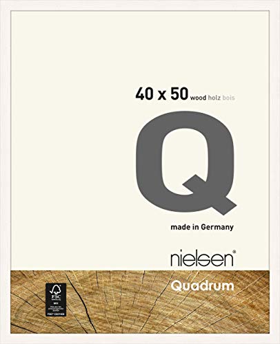 nielsen Bilderrahmen, 40 x 50 cm, Holz, Reinweiß, Posterrahmen zum Aufhängen im Hoch- & Querformat, Echtglas, Quadrum von nielsen