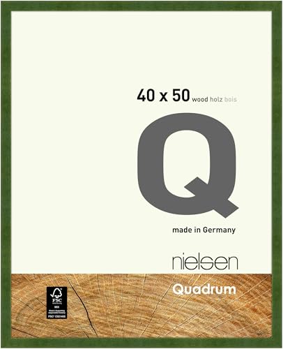 nielsen Bilderrahmen, 40 x 50 cm, Holz, Grün, Posterrahmen zum Aufhängen im Hoch- & Querformat, Echtglas, Quadrum von nielsen