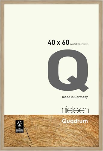 nielsen Bilderrahmen, 40 x 60 cm, Holz, Eiche Natur, Posterrahmen zum Aufhängen im Hoch- & Querformat, Echtglas, Quadrum von nielsen