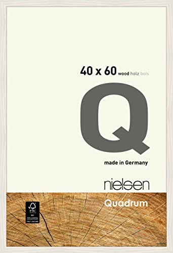 nielsen Bilderrahmen, 40 x 60 cm, Holz, Weiß, Posterrahmen zum Aufhängen im Hoch- & Querformat, Echtglas, Quadrum von nielsen