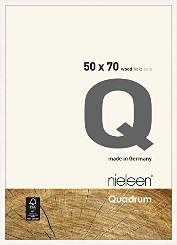 nielsen Bilderrahmen, 50 x 70 cm, Holz, Reinweiß, Posterrahmen zum Aufhängen im Hoch- & Querformat, Echtglas, Quadrum von nielsen