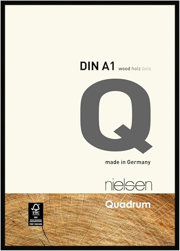 nielsen Bilderrahmen, 59,4 x 84,1 cm (A1), Holz, Schwarz, Posterrahmen zum Aufhängen im Hoch- & Querformat, Echtglas, Quadrum von nielsen