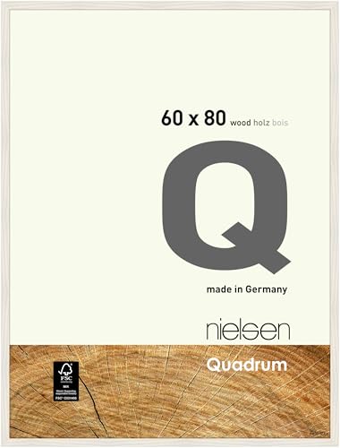 nielsen Bilderrahmen, 60 x 80 cm, Holz, Weiß, Posterrahmen zum Aufhängen im Hoch- & Querformat, Echtglas, Quadrum von nielsen