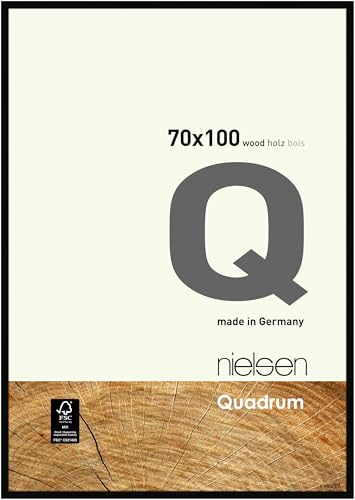 nielsen Bilderrahmen, 70 x 100 cm, Holz, Schwarz, Posterrahmen zum Aufhängen im Hoch- & Querformat, Echtglas, Quadrum von nielsen