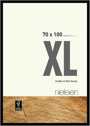 nielsen Bilderrahmen, 70 x 100 cm, Holz, Schwarz, Posterrahmen zum Aufhängen im Hoch- & Querformat, Echtglas, XL von nielsen