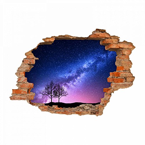 053 Wandtattoo Milchstraße - Loch in der Wand - Weltall Milky Way Sterne - in 6 Größen - wunderschöne Kinderzimmer Sticker und Aufkleber Wanddeko Wandbild Junge Mädchen Größe 1000 x 700 mm von nikima Schönes für Kinder