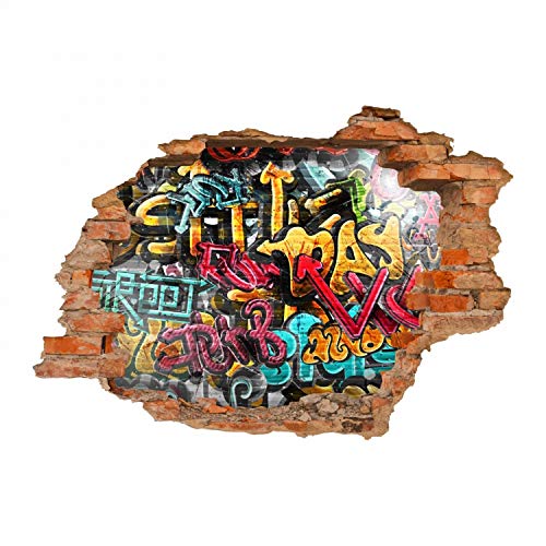 149 Wandtattoo Graffiti bunt - Loch in der Wand - in 6 Größen - Kinderzimmer Jugendzimmer Wandbild Wanddeko - Größe 1000 x 700 mm von nikima Schönes für Kinder