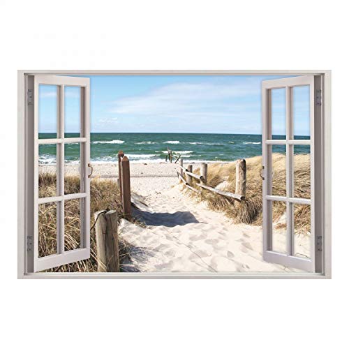 156 Wandtattoo Fenster - Weg zum Ostseestrand - in 5 Größen - Sand Meer Wandbild Wanddeko Maritim - Größe 1750 x 1150 mm von nikima Schönes für Kinder