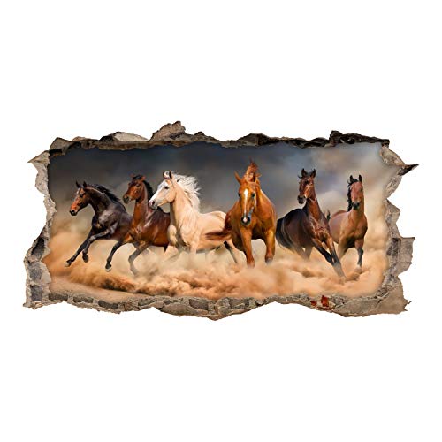 180 Wandtattoo Pferde - Loch in der Wand - Kinderzimmer Wandbild Deko Aufkleber Sticker Mädchen Pony reiten Pferd - Größe 1750 x 880 mm von nikima Schönes für Kinder