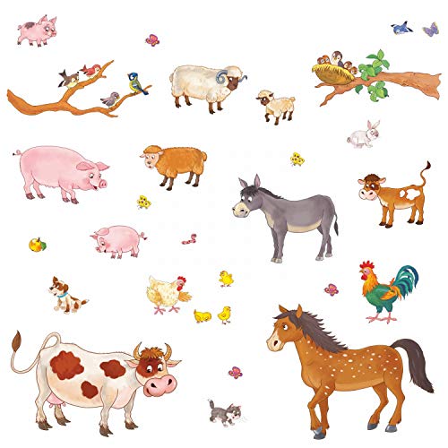 209 Wandtattoo Tiere Bauernhof - Esel Pferd Kuh und co. Größe 750 x 420 mm - in 6 Größen - Kinderzimmer Sticker Wandaufkleber Wandsticker Wanddeko Wandbild von nikima Schönes für Kinder