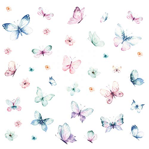 214 Wandtattoo Schmetterlinge Aquarell Butterfly Größe 1500 x 840 mm - in 6 Größen - Kinderzimmer Sticker Wandaufkleber Wanddeko Wandbild von nikima Schönes für Kinder