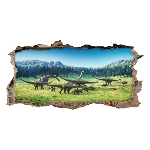 221 Wandtattoo Dino Wanderung - Loch in der Wand - Größe 1000 x 500 mm - in 6 Größen - Kinderzimmer Sticker Wandaufkleber Wanddeko Wandbild von nikima Schönes für Kinder