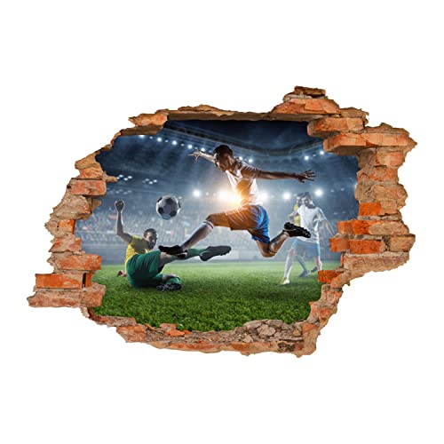 223 Wandtattoo Fußball - Loch in der Wand - Größe 1750 x 1210 mm - in 6 Größen - Kinderzimmer Sticker Wandaufkleber Wanddeko Wandbild von nikima Schönes für Kinder