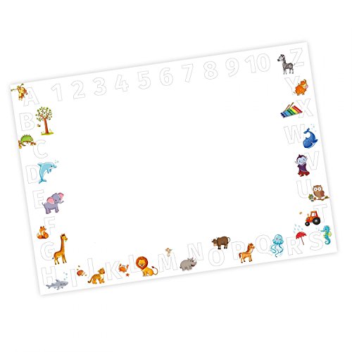 Kinder Schreibtischunterlage Alphabet + Zahlen zum ausmalen - 25 Blatt Papier zum abreißen, A2 Malunterlage - Geschenk zum Schuleintritt Schulanfang Einschulung von nikima Schönes für Kinder