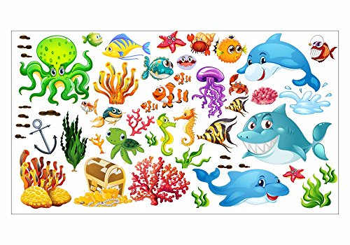 nikima - 059 Wandtattoo Unterwasserwelt Fische Delfin Hai Korallen Nemo - in 6 Größen - (1000 x 560 mm) von nikima Schönes für Kinder