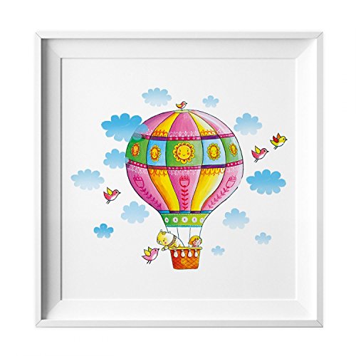 nikima Schönes für Kinder 006 Kinderzimmer Bild Heißluftballon Poster Plakat Quadratisch 20 x 20 cm (Ohne Rahmen) von nikima Schönes für Kinder