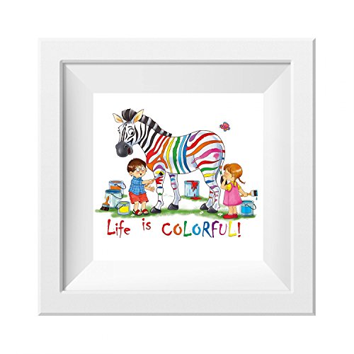 nikima Schönes für Kinder 041 Kinderzimmer Bild Zebra Bunt Poster Plakat Quadratisch 30 x 30 cm (Ohne Rahmen) von nikima Schönes für Kinder