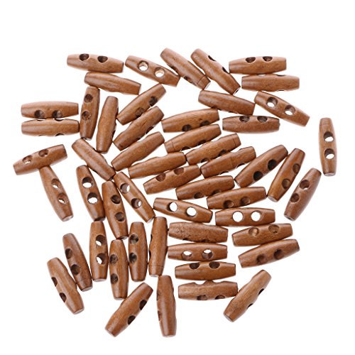 niumanery 50Pcs Wooden Toggle Buttons 2 Holes 30mm Sewing Coat Clothes Accessories Craft von niumanery