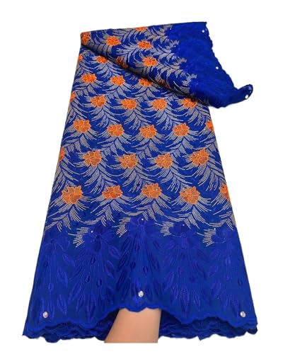 Nigerianischen Baumwolle Spitze Stoff Afrikanische Voile Stickerei Spitze Stoff For Frauen Abend Party Kleid Material 5yard(51015) von nmbhus