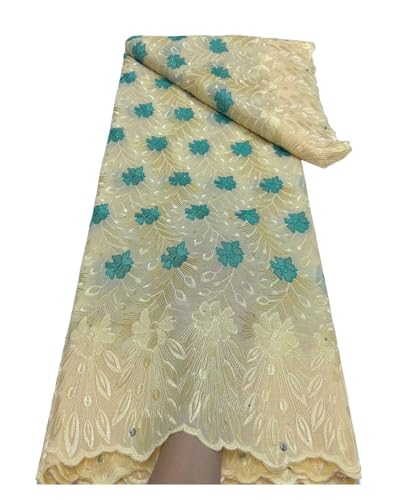 Nigerianischen Baumwolle Spitze Stoff Afrikanische Voile Stickerei Spitze Stoff For Frauen Abend Party Kleid Material 5yard(51018) von nmbhus
