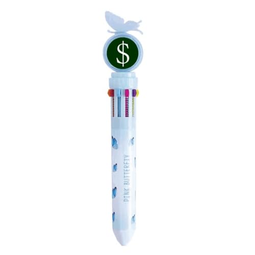 Kugelschreiber mit amerikanischem Währungssymbol, US-Dollar, einziehbar, mehrfarbig, Schulbedarf von no/no