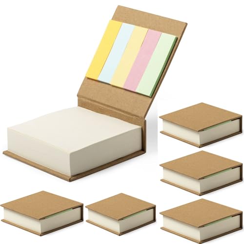 6er Set Haftnotizen Minibücher Megapack 2 Formate mit jeweils 200 Klebezetteln 7,5 cm x 8 cm und je 125 Markierer 1,5 cm x 5 cm im Recycling Karton insgesamt 1950 Stück von noTrash2003