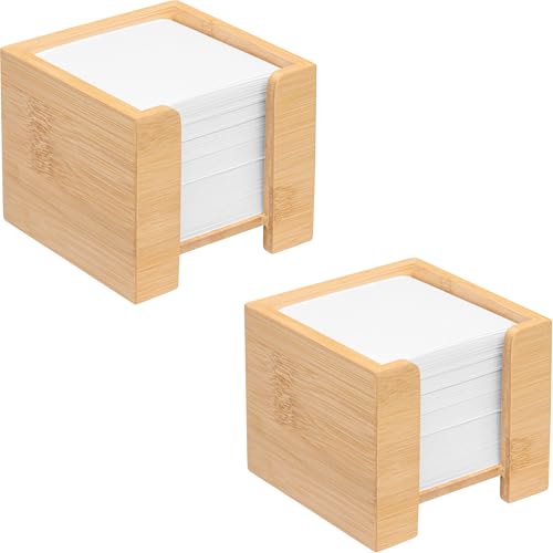 Zettelbox Bambus, nachhaltiger Zettelkasten Holz, Notizzettel Halter, 900 Blatt holzfreies Papier 70g/qm, H x B x T: 11,5 x 11,5 x 10,7 cm, natur, Sparsets von 1 bis 5 Stück erhältlich (2) von noTrash2003