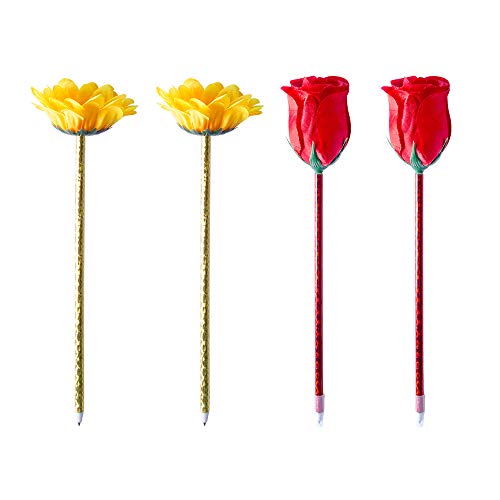 noTrash2003 originelles Kugelschreiber-Set im Blumen-Design versch. Ausführungen zur Auswahl für Büro und Schreibtisch (4er Set gemischt) von noTrash2003