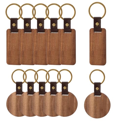 12 Stück Schlüsselanhänger Holz, Personalisierter Schlüsselanhänger Schlüsselanhänger Beschriftbar Personalisierter Schlüsselbund für Damen und Herren Dicke 4 mm 6,5 x 2,8 cm von noleli