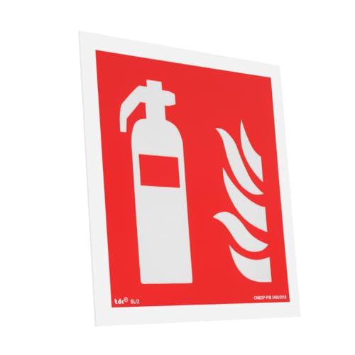 notlok Safety Work - Feuerlöscher Schild [ 20 x 20 cm ] | Nachleuchtende Kunststoffplatte + Aufkleber für einfache Montage | DIN EN ISO 7010 | Schild Feuerlöscher co2, Löscher Piktogramm von notlok Safety Work