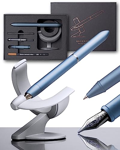 novium Hoverpen 3.0 Future Edition - Luxus-Kugelschreiber für Herren, einzigartiges High-Tech-Design, inspiriert vom Weltraum, freie Rotation (Feder und 2-in-1 Rollerball, Mist Blue) von novium