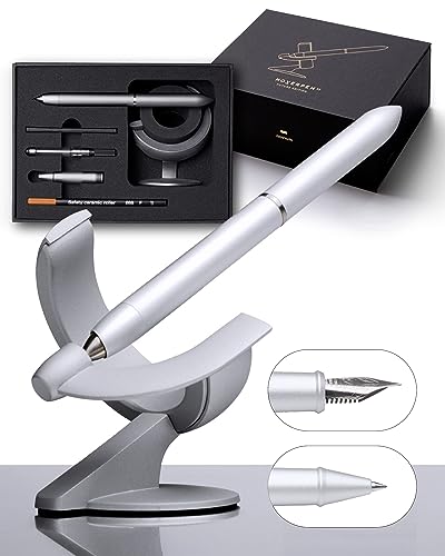 novium Hoverpen Future Edition Füllfederhalter und Tintenroller, All-in-Geschenk-Box, feine Feder, futuristische Ästhetik, luxuriöser Schreibtischstift aus Metall, frei drehender Executive-Stift, von novium