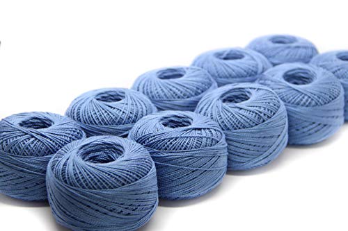 - STRICKDIRWAS - Häkelgarn aus 100% Baumwolle Baumwollgarn Baumwollfaden zum Sticken, Häkeln, Schmuck, Basteln… (blau-10er) von nts Nähtechnik