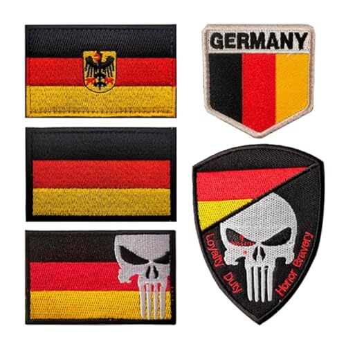 5 Stücke Deutschland Flaggen Patch Klett Punisher Patches Für Taktische Militär Kleidung Rucksack Baseballkappe Uniform Weste Hundegeschirr Patch Airsoft Patch Klett für Rucksäcke Militär von nuluxi