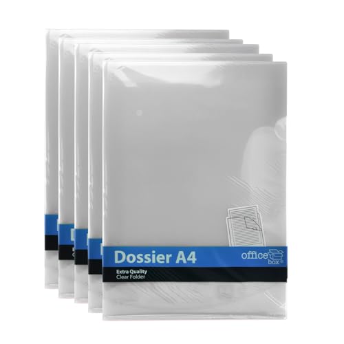 Classic Dossier Pack – aus 100 % recycelbarem Polypropylen – mit Griff oben – Größen A4 in 5 Farben und A3 transparent von Office Box (50 Stück Glas) von office box