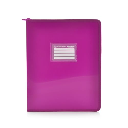 Colorline A4+ Ringordner mit stoffverstärkten Seiten – Beschriftung vorne und auf dem Rücken und Griff von Office Box – Ref. 42511-FU (25 mm / 4 Ringe, Fuchsia) von office box