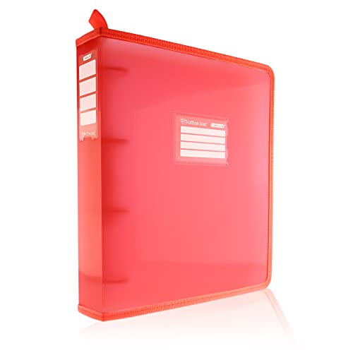 Colorline Ringordner A4+ mit stoffverstärkten Seiten – ID-Front und Rücken und Griff für Office Box – Ref. 44011-RJ (40 mm / 4 Ringe, rot) von office box