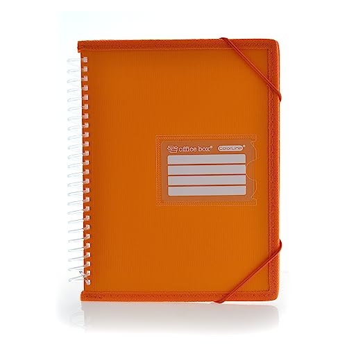 Hüllenmappe mit Spiralbindung und festem Deckel mit verstärkten Seiten und Gummizug mit Colorline by Office Box (A5 - 20 Hüllen, orange) von office box