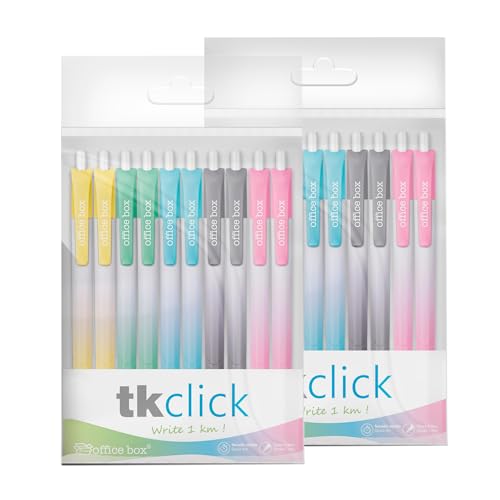 office box TK Kugelschreiber mit Semigel-Tinte, mit Metallspitze und dreieckigem Schaft aus Soft Touch, schreibt mehr als 1 km von (Tk Click, Packung mit 20 sortiert) von office box